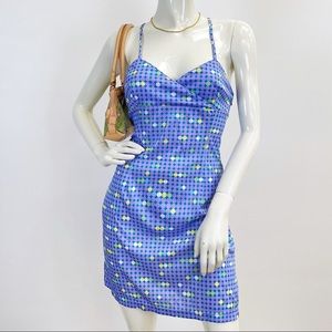 Dollhouse Vintage 90s retro purple mod dot rave minidress size Large